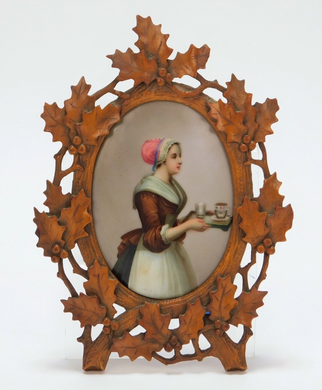 Appraisal: C GERMAN PAINTED PORCELAIN PLAQUE Germany th CenturyPainted porcelain depicting