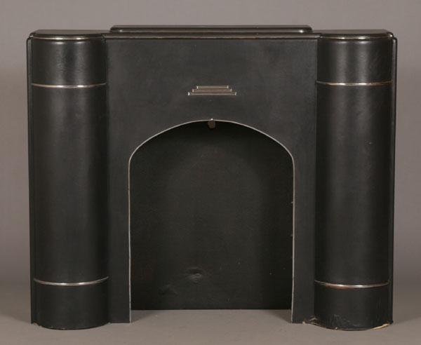 Appraisal: Art Deco Streamline faux leather fireplace surround with chrome trim