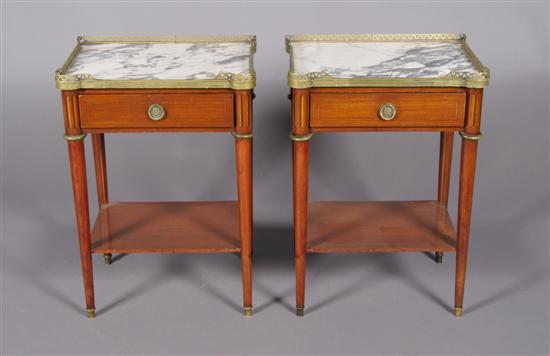 Appraisal: A Pair of Louis XVI Style Side Tables Height x