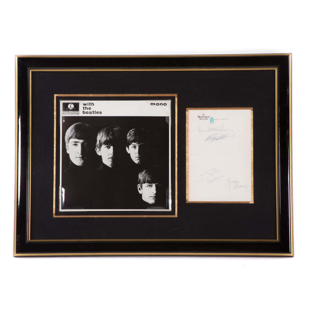 Appraisal: The Beatles Four signatures on single sheet early four pen-signed