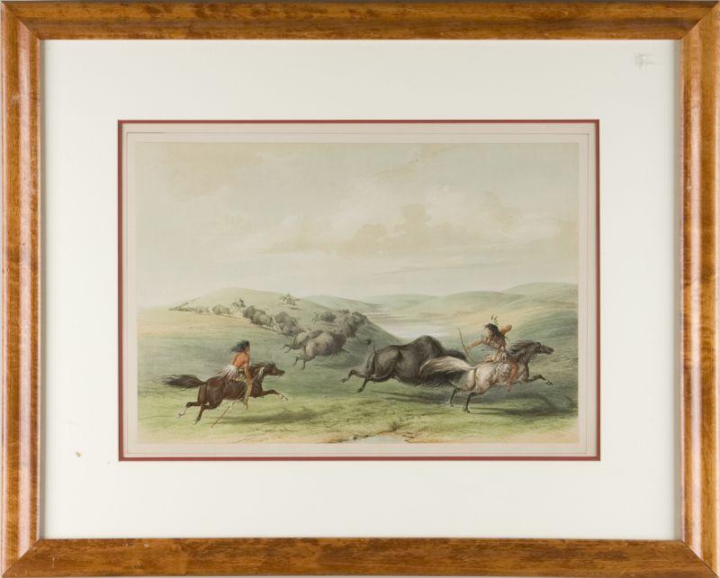 Appraisal: George Catlin - Buffaloe Hunting titled Buffaloe sic Hunting a