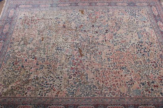 Appraisal: ANTIQUE KERMAN RUG With dense allover pattern of animals amongst