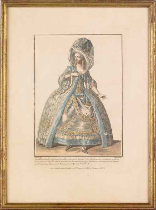 Appraisal: Six French fashion engravings approx x