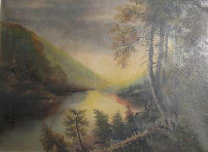 Appraisal: UNKNOWN th c HUDSON RIVER SCHOOL LANDSCAPE Oil on canvas