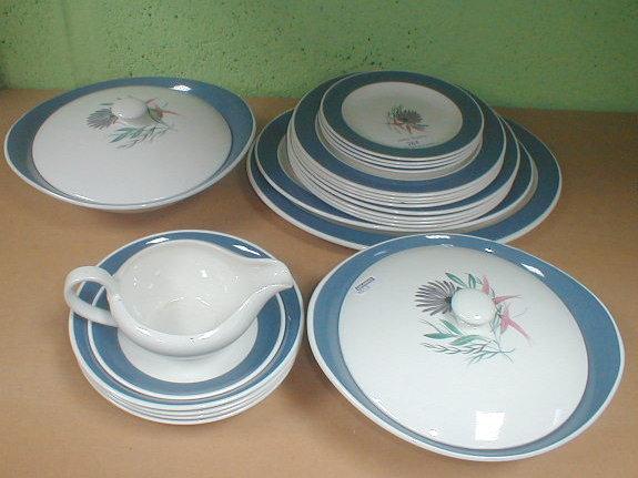 Appraisal: A Susie Cooper Blue Dahlia dinner service decorated with single