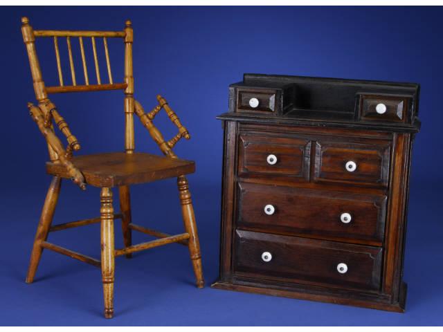 Appraisal: Child Size Walnut Bureau Side Chair America late th century