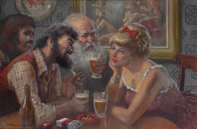 Appraisal: Geoffrey Richard Mainwaring - Group at the Bar oil on