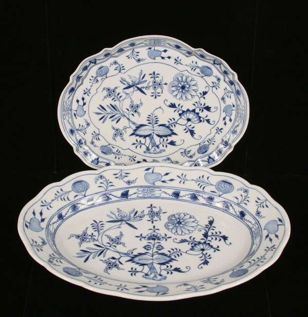 Appraisal: Meissen porcelain blue onion tray and platter Tray L platter