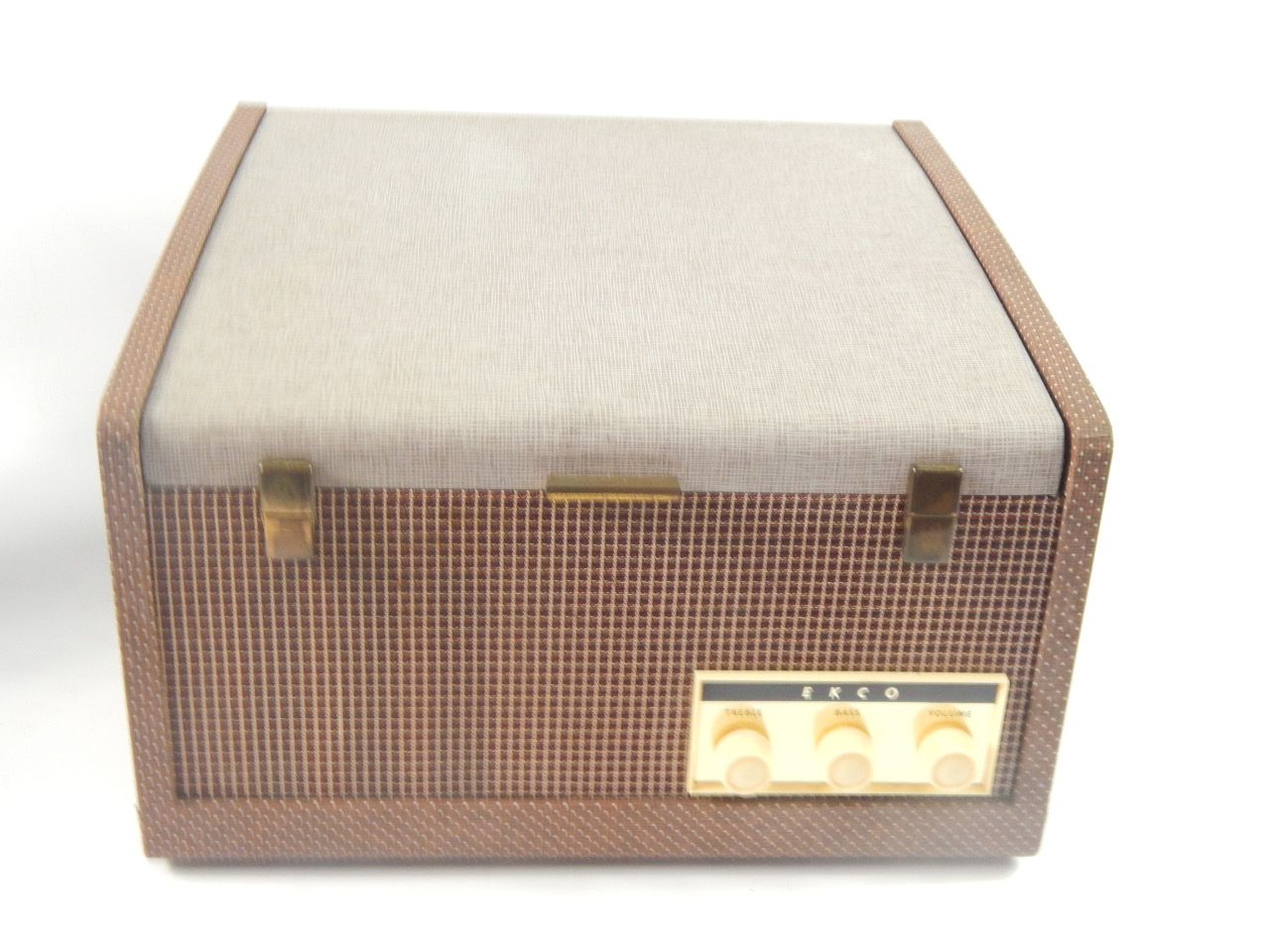 Appraisal: A Collard Conquest record player spotted red casing cream interior