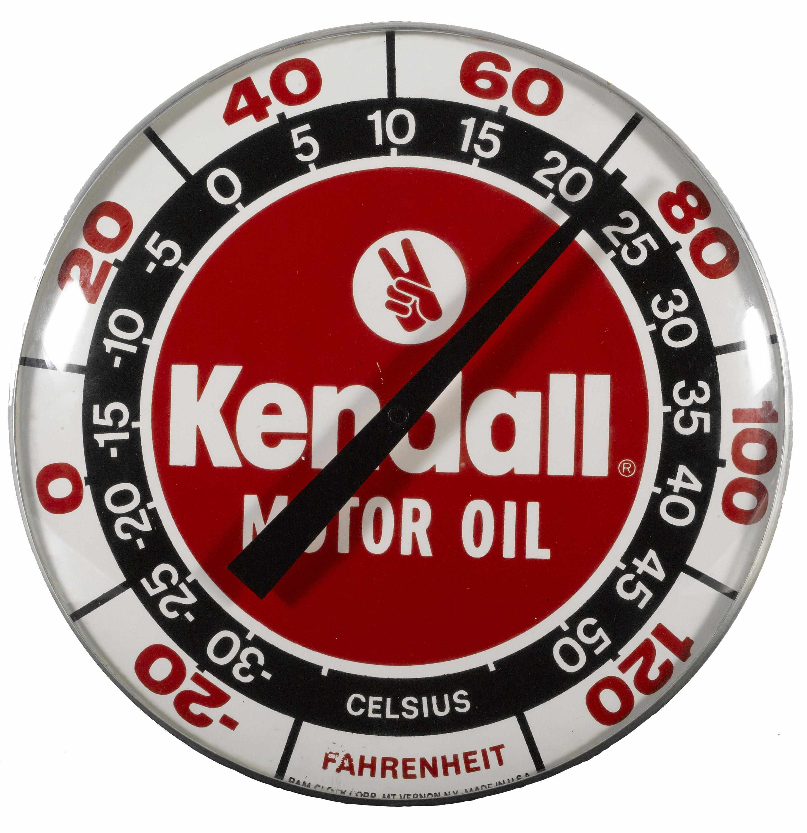 Appraisal: A Kendall Motor Oil Thermometer s white red and black