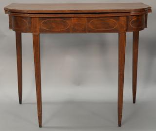 Appraisal: Federal mahogany games table having D shaped top over conforming