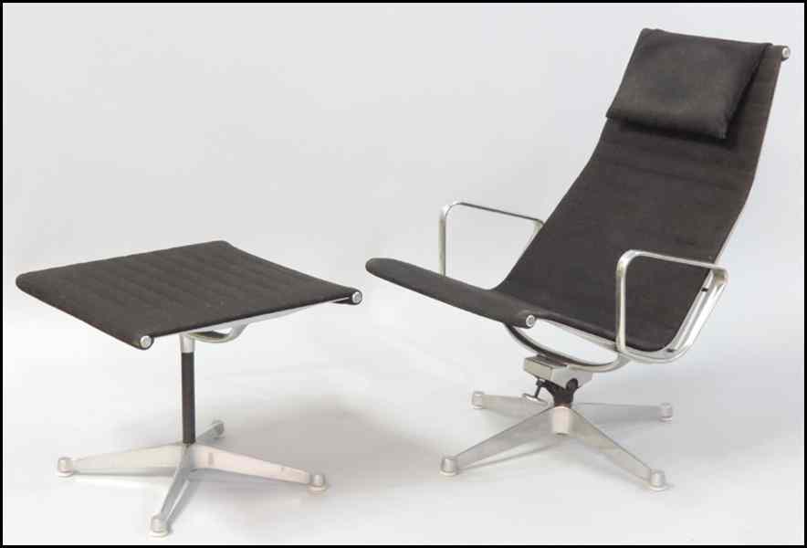 Appraisal: EAMES ALUMINUM GROUP LOUNGE CHAIR AND OTTOMAN Chair Height ''