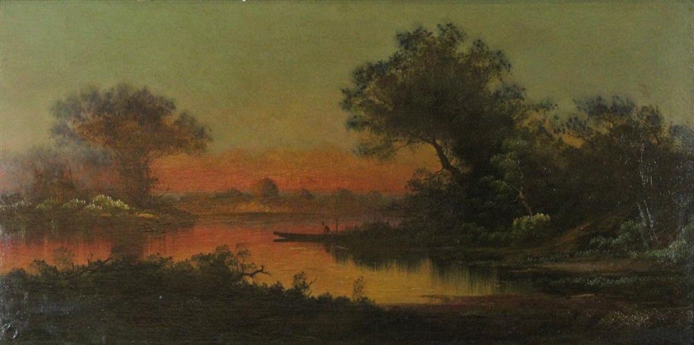 Appraisal: AMERICAN SCHOOL th th CENTURY RIVER SCENE AT DUSK Oil