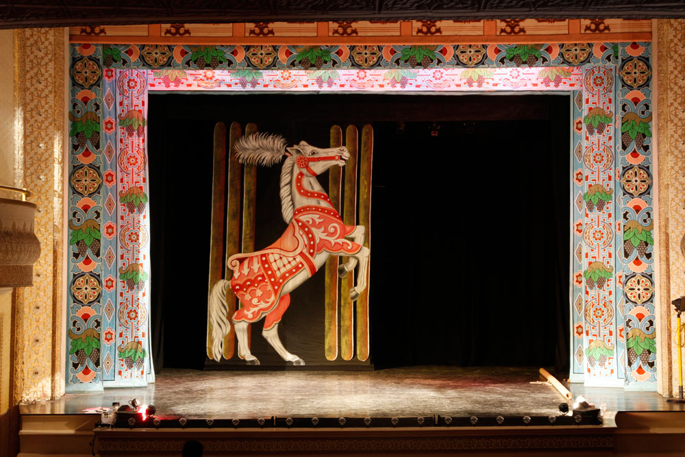 Appraisal: - Carousel Horse Curtain Backdrop Carousel Horse curtain backdrop hand