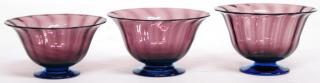 Appraisal: Vintage Steuben Purple Turquoise Crystal Bowls First quarter th century