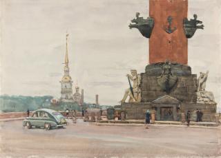 Appraisal: SOLOMON SAMSONOVICH BOIM RUSSIAN - Rostral Column Leningrad watercolor on