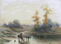 Appraisal: F Oldnall late th early th Century Watering horses signed