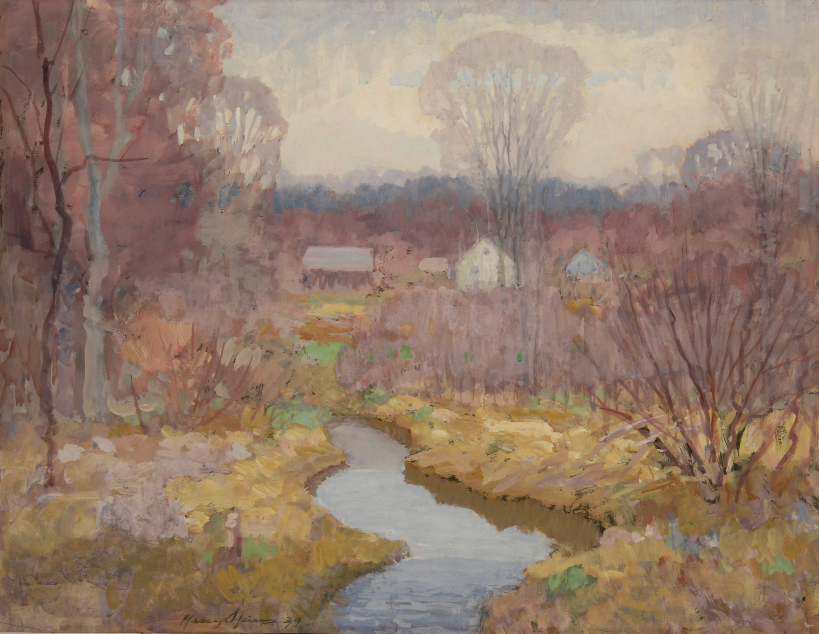 Appraisal: HARRY SPIERSAmerican - A river landscape in lavender tones Signed