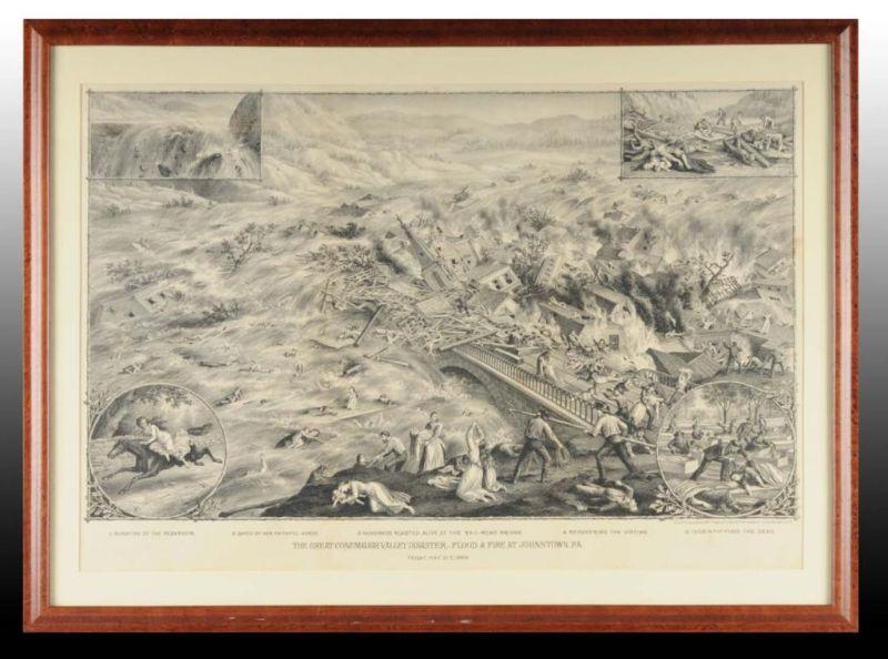 Appraisal: Kurz Allison Litho Flood Fire at Johnstown Description Circa s