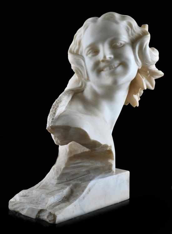 Appraisal: A carved Carrara marble bust Circa signed Giusto Viti Realistically