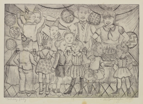 Appraisal: MARGARET BURROUGHS - Birthday Party Etching x mm x inches