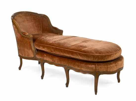 Appraisal: A Louis XV Style Chaise having a rounded crest rail