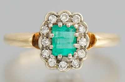 Appraisal: An Estate Emerald and Diamond Ring ca s k yellow