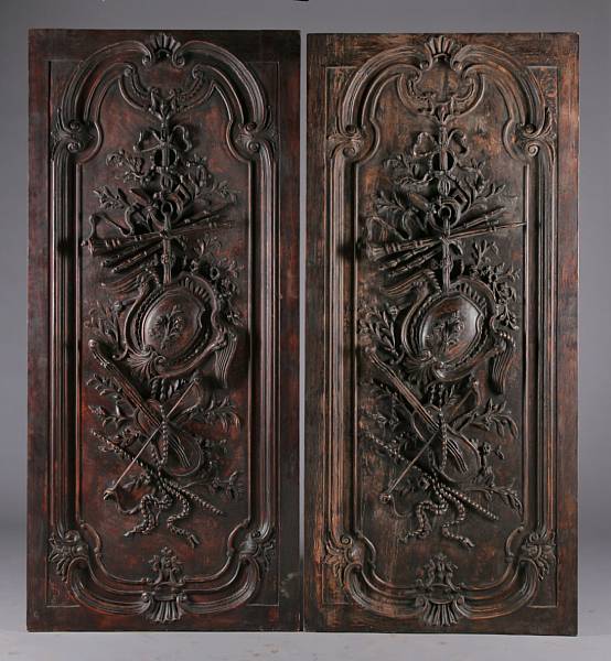 Appraisal: A pair of Louis XVI style carved wood doors Ensuite