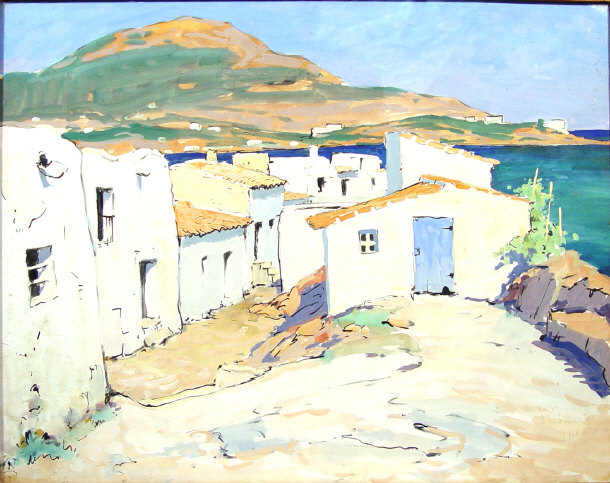 Appraisal: Danolape - Ibiza - Painting onto paper of a landscape