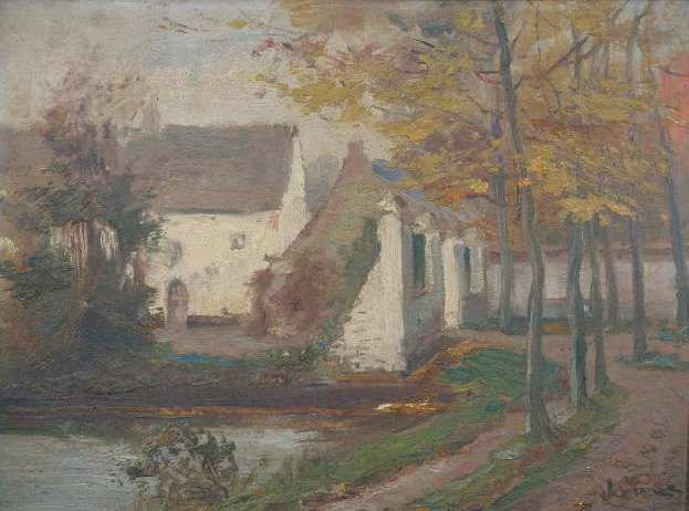 Appraisal: Willem Bataille - Abbaye Rouge Cloitre oil on panel signed