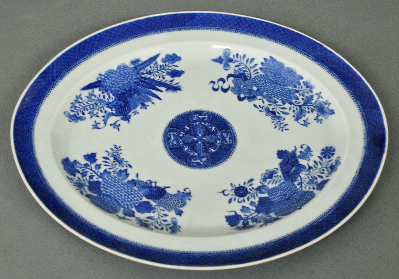 Appraisal: - Chinese porcelain blue white Fitzhugh oval platter x -