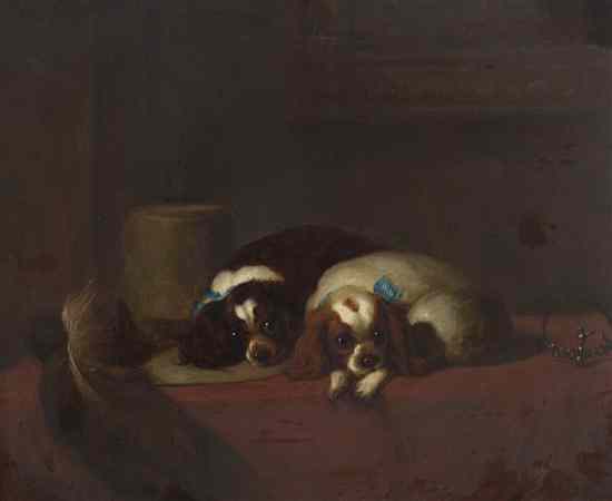 Appraisal: Partridge th century Portrait of Two Spaniels oil on canvas