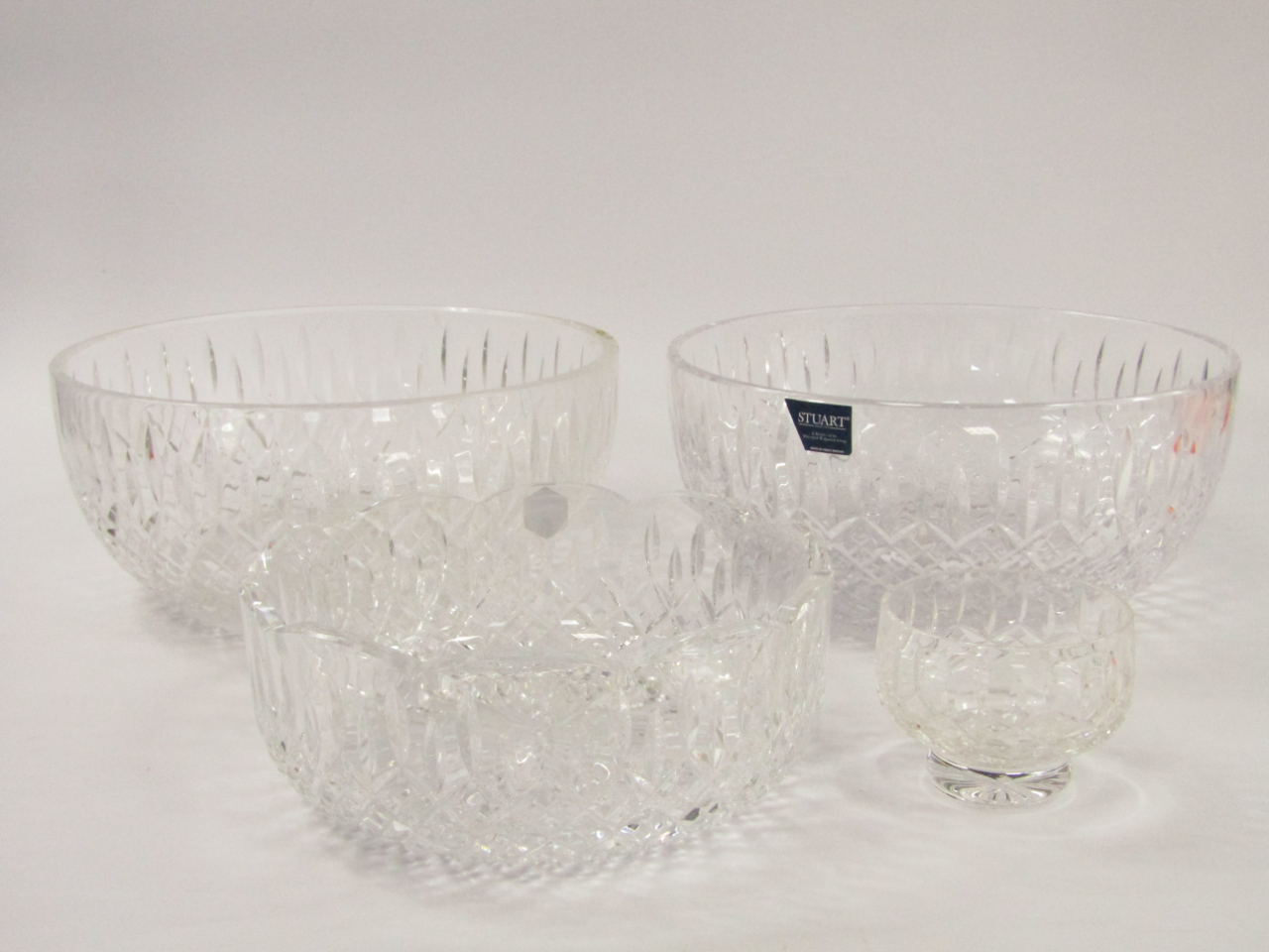 Appraisal: Stuart Crystal decorated in the Shaftesbury pattern comprising three fruit