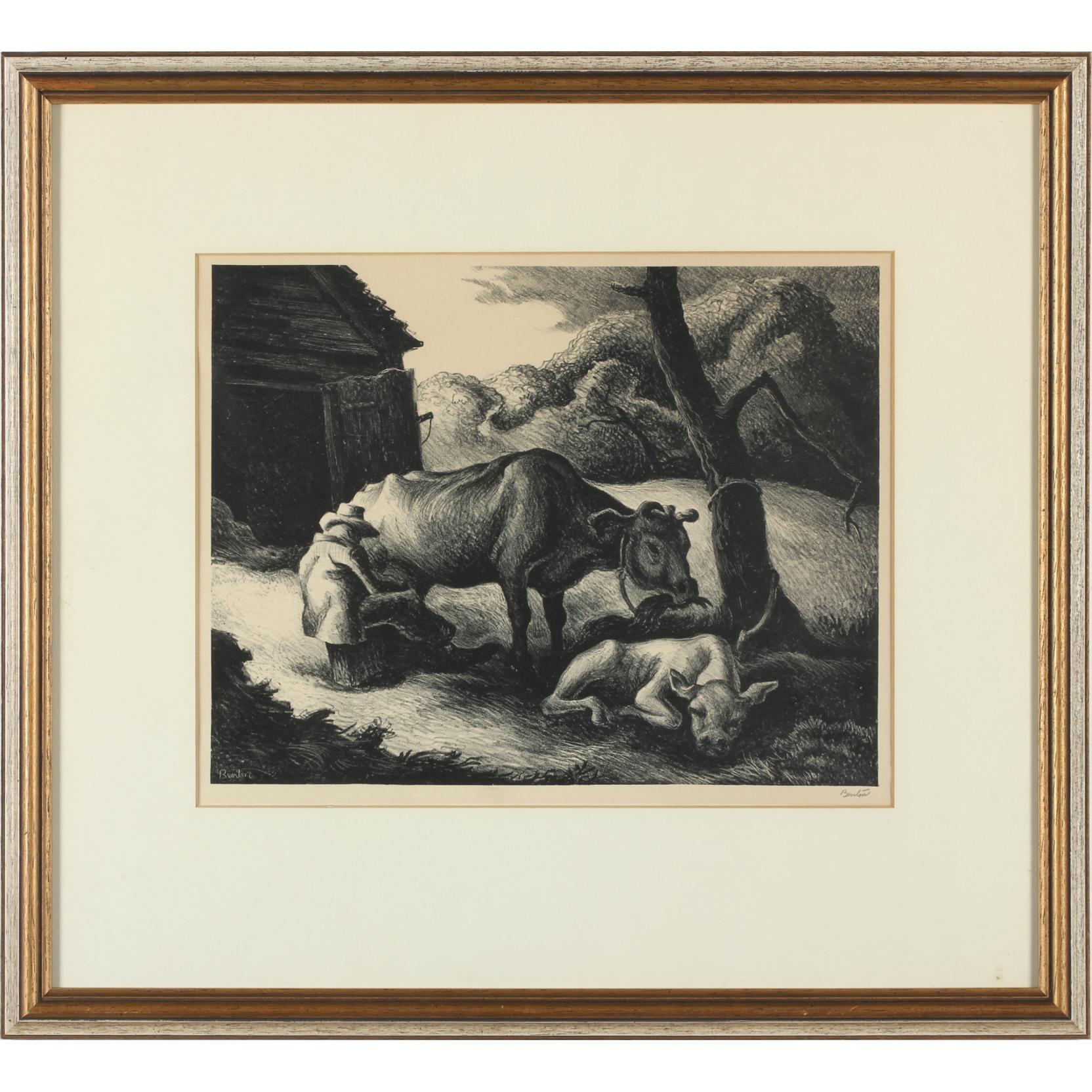 Appraisal: Thomas Hart Benton - The White Calf lithograph signed in