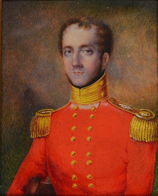 Appraisal: TH CENTURY ENGLISH SCHOOLPortrait of a military officer wearing red