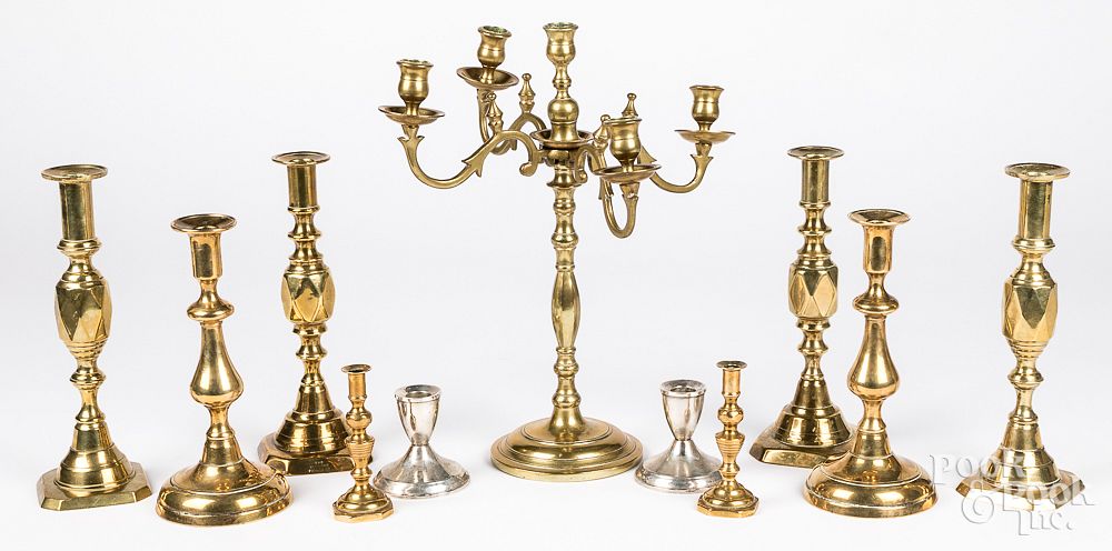 Appraisal: Group of brass candlesticks th and th c Group of