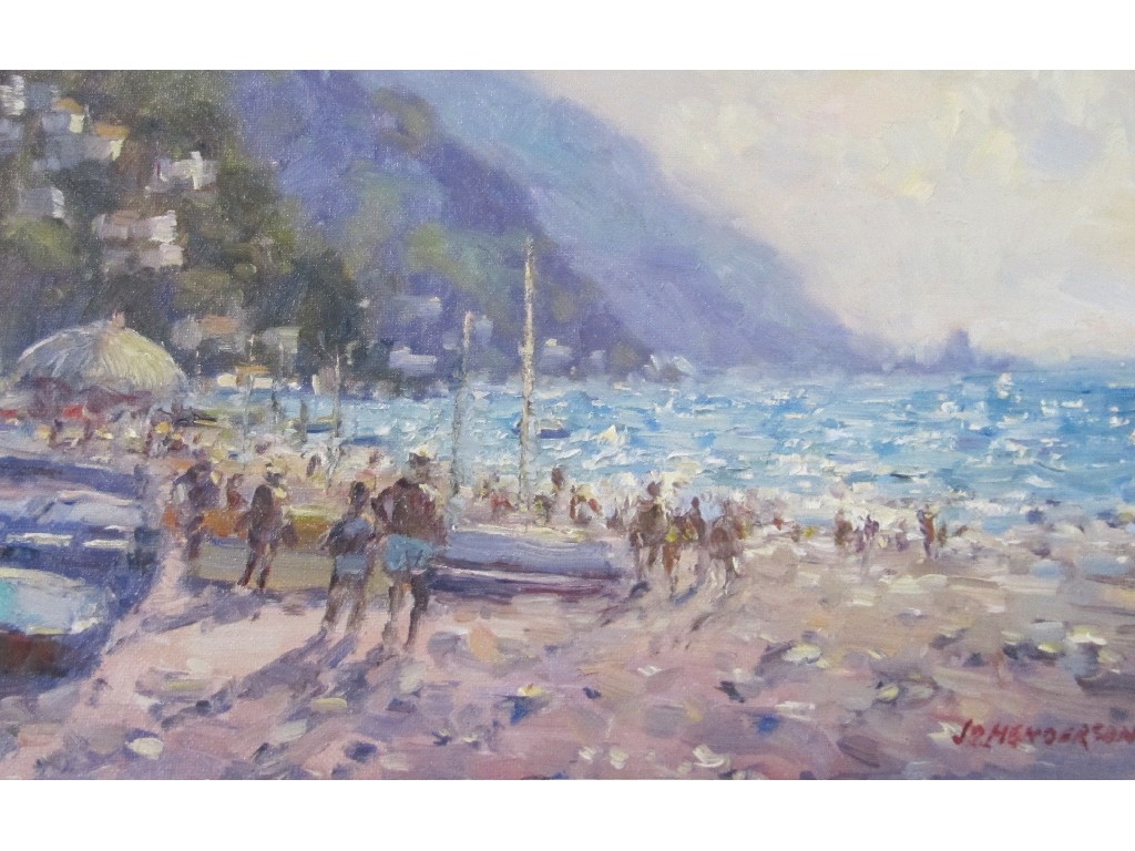 Appraisal: JOSEPH D HENDERSON Oil on board 'The Beach Postiano' signed