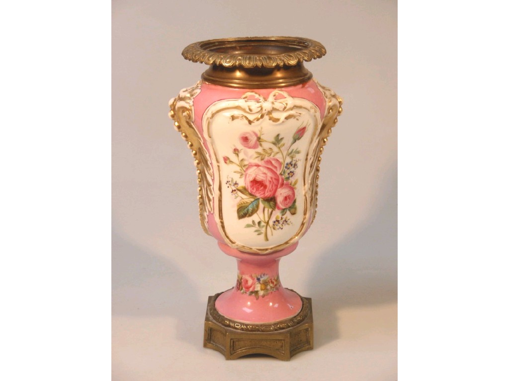 Appraisal: A thC Paris porcelain vase with gilt metal mounts with