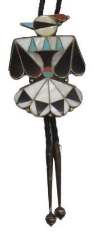 Appraisal: Native American silver content unknown bolo tie likely Zuni multi