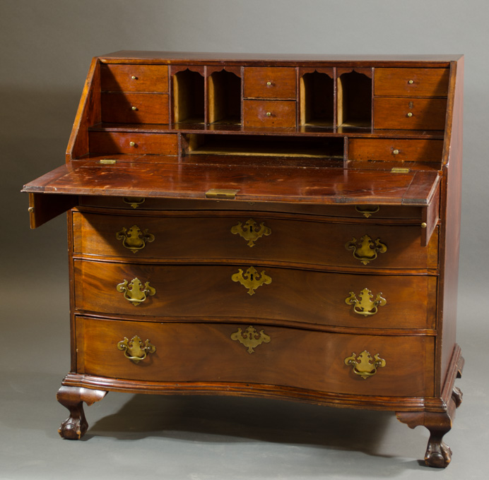 Appraisal: CHIPPENDALE MAHOGANY SECRETARY American late th early th century having