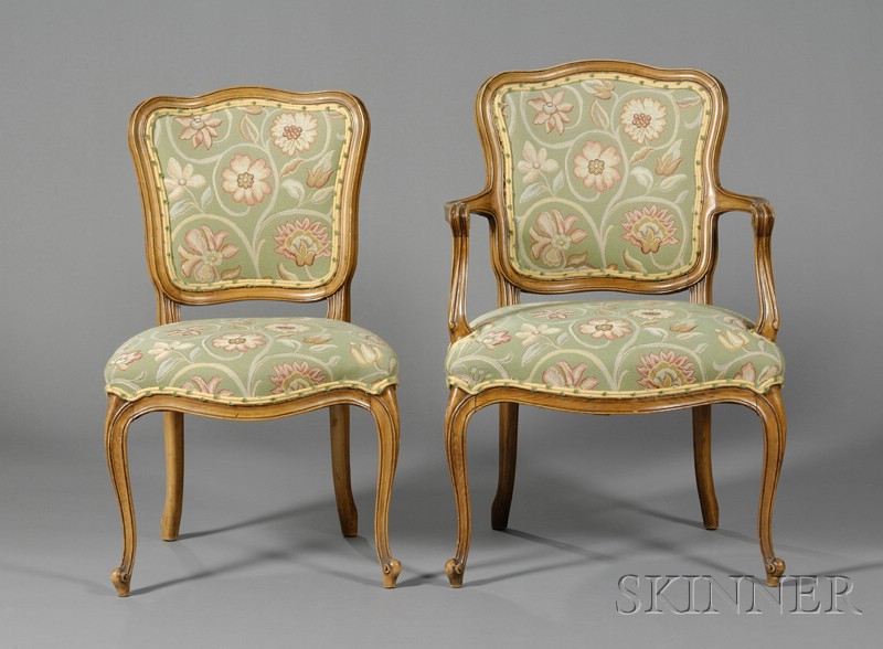 Appraisal: Set of Six Louis XV Style Beechwood Dining Chairs th