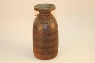 Appraisal: Vintage 's Nigerian African Carved Wooden Vase Vintage 's Nigerian