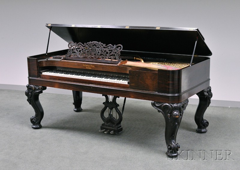 Appraisal: Steinway Sons Rococo Revival Ebonized Carved Wood and Rosewood Veneer