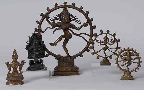 Appraisal: Shiva Gilt Metal Statues Plus Indian one bronze and two