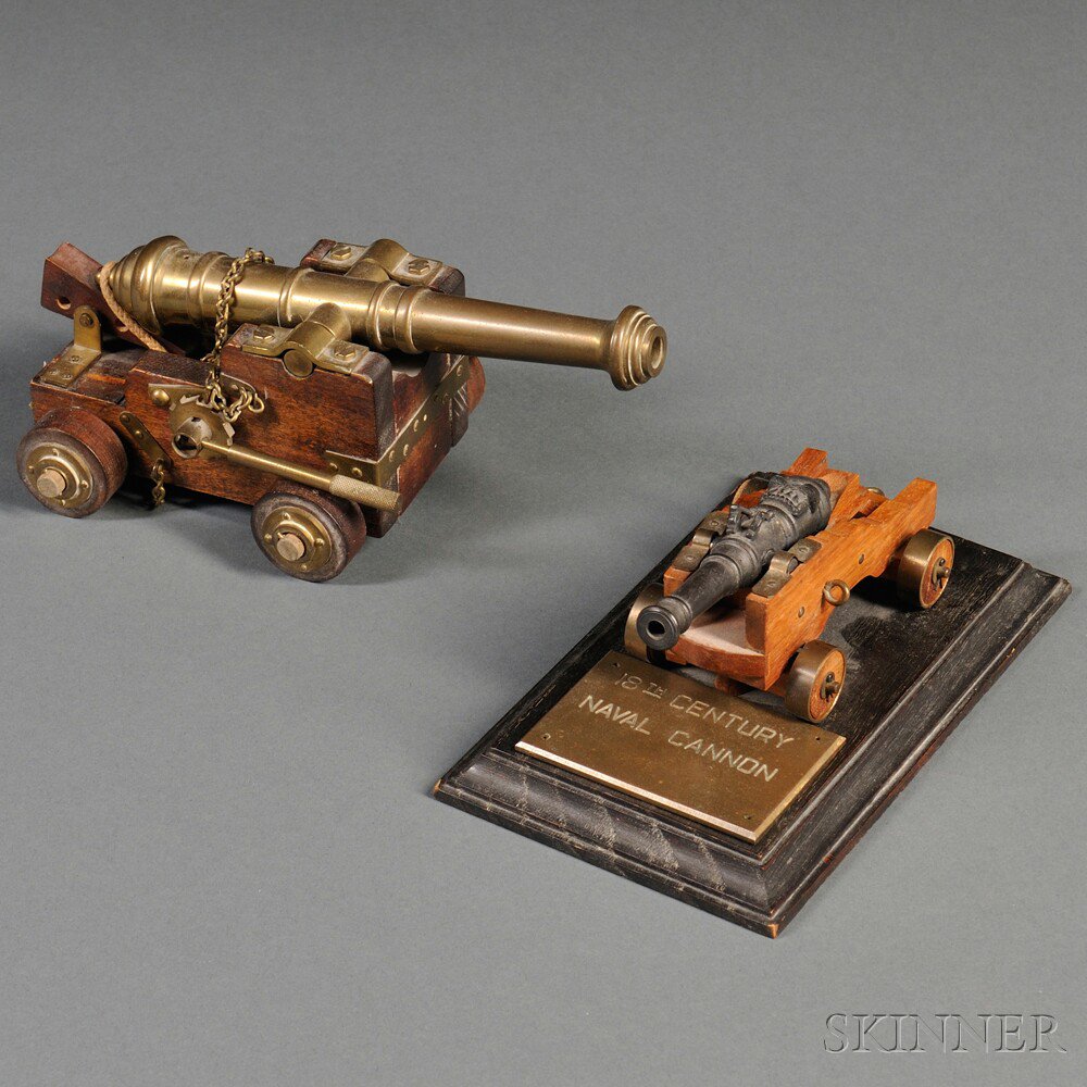 Appraisal: Two Miniature Reproduction th Century Naval Cannons c th century