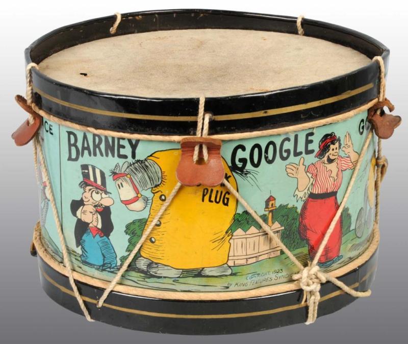 Appraisal: Tin Litho Barney Google Drum Toy Description Copyright dated King