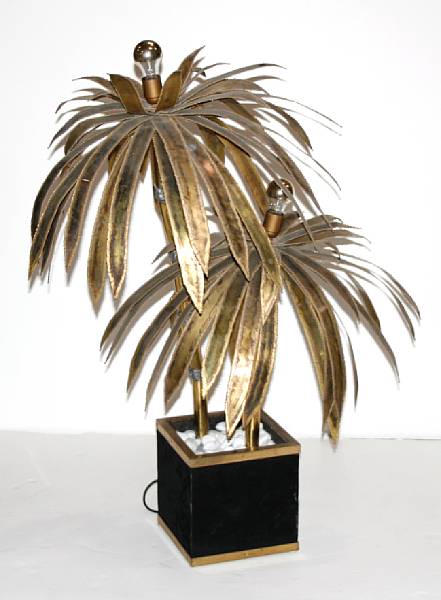 Appraisal: A brass palm tree lamp 's Attributed to Maison Jansen