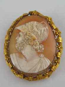 Appraisal: A finely carved shell cameo of a classical male figure