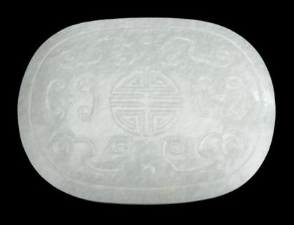 Appraisal: Chinese white jadeite belt buckle th century