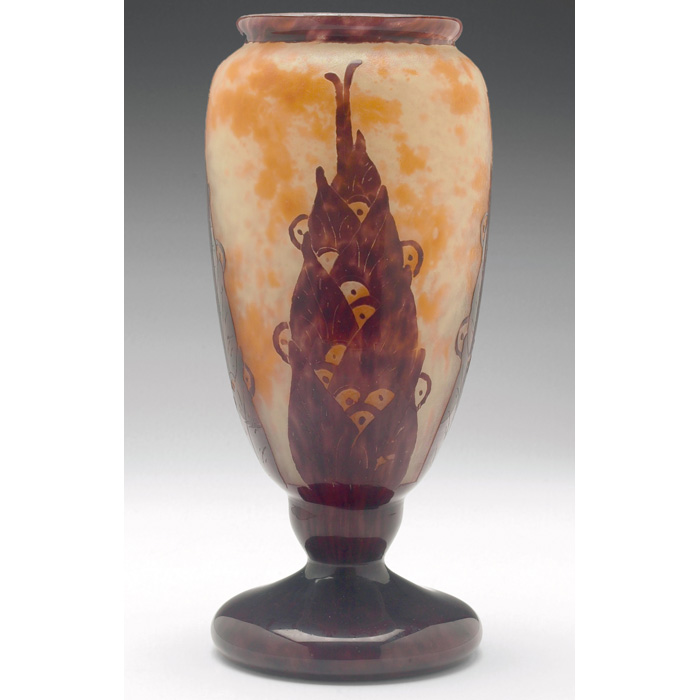 Appraisal: Le Verre Francais vase ovoid footed form with cameo cut